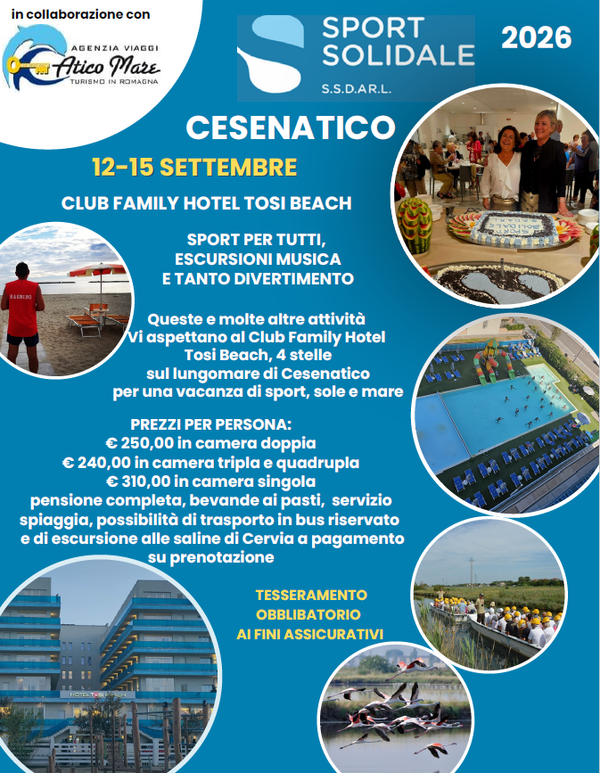 Cesenatico 2026 - Sport per tutti, escursioni, musica e tanto divertimento..
