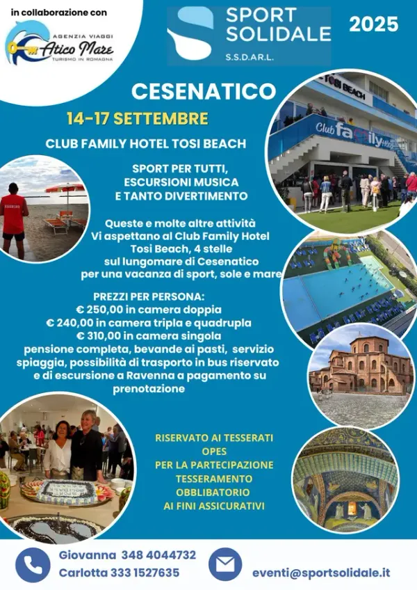 Cesenatico 2025 - Sport per tutti, escursioni musica e tanto divertimento
